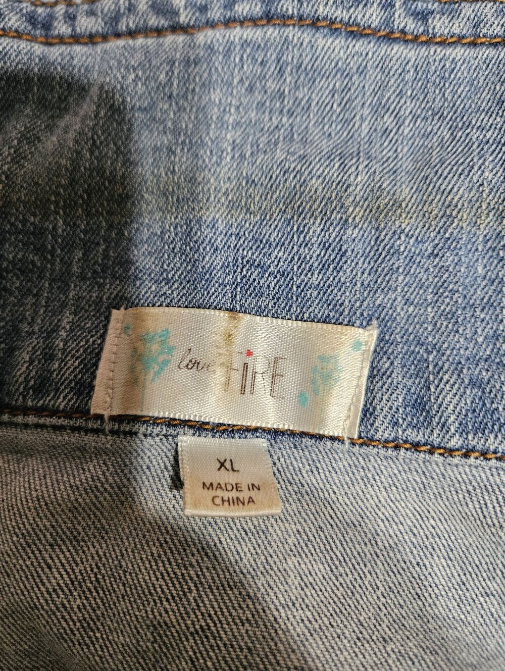 Love Fire Denim Distressed Jean Jacket XL - Picture 5 of 5